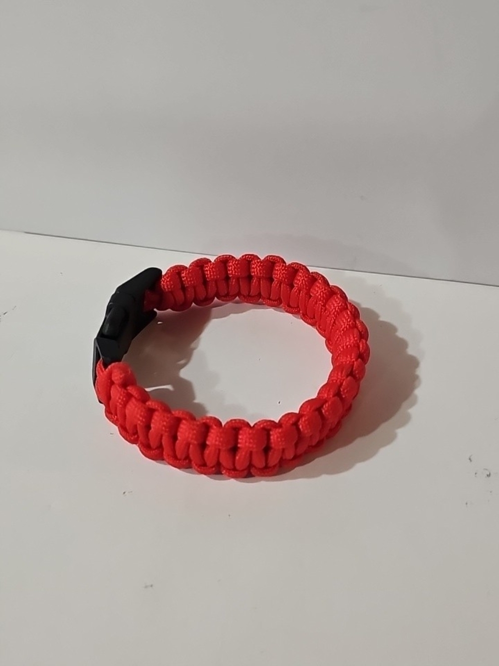 Red Paracord Survival Bracelet with Black Buckle